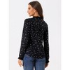 Allegra K Women's Bow Tie Neck Ruffled Collar Printed Long Sleeve Vintage Blouse - 4 of 4