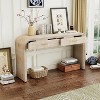 TIRAMISUBEST Minimalist Curved Top Console Table, Retro Side Sofa Table with 2 Drawers - 3 of 4