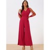 Allegra K Women's Elegant V Neck Mesh Long Sleeve Loose Wide Leg Party Jumpsuits - 3 of 4