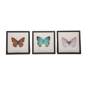 Transpac Metal/Glass Butterfly Frame Decor Set of 3 Spring Home Decorations - 1 of 1