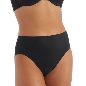 TC Fine Intimates Matte Microfiber Modern High Cut Brief Panty (Deep Black, Medium) - 1 of 4