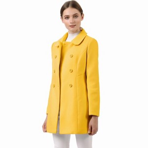 INSPIRE CHIC Women's Christmas Peter Pan Collar Double Breasted Long Trench Winter Pea Coat - 1 of 4