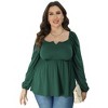 Elegant Green Plus Size Puff Sleeve Blouse for Women - Notched Neck Design, Comfortable All-Day Wear, Perfect for Any Occasion, Gift-Ready 4XL - 2 of 4