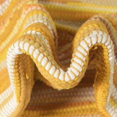 Handmade Yellow Stripe Cotton Indoor Runner Rug, Easy Care
