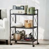 3-Tier Metal Storage Rack with Wheels, Storage Organizer, Plant Stand, Mesh Shelving and X Side Frames, 23.6-Inch Width, for Entryway - 3 of 3