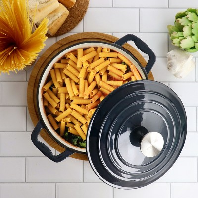 MegaChef 2 Quart Dark Blue Enameled Cast Iron Braiser Pan