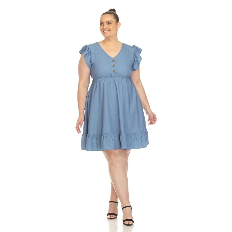 Plus Size Ruffle Sleeve Knee-Length Dress, 5 of 7