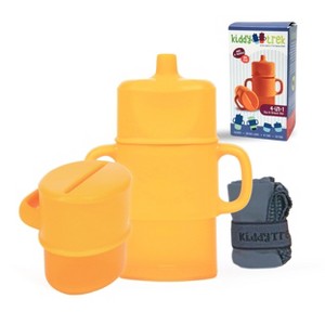 Flipping Holder’s KiddyTrek Sip & Snack Set - food pouch holder + juice box holder + snack cup + sippy cup – all in one 6-piece set Mango - 1 of 4