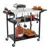 3-Shelf Grill Cart with Wheels, Outdoor Metal Food Prep and Pizza Oven Table Cart with Side Table - 2 of 4