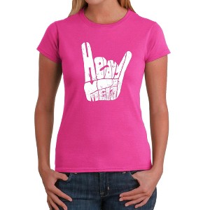 LA Pop Art Women's Word Art T-Shirt - Heavy Metal - 1 of 4