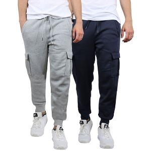 Blue Ice Apparel Men's Heavyweight Fleece-Lined Cargo Jogger Sweatpants -2 Pack - 1 of 3