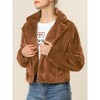 Allegra K Women's Cropped Notch Lapel Open Front Faux Fur Fluffy Coat - 2 of 4
