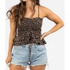 Women's PRINT RUCHED AND SMOCKED TOP CAMI - SHE + SKY - 2 of 4