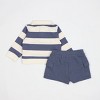 Baby Boys' 2pc Fox Striped Polo Shorts Set - Cloud Island™ Navy Blue - 2 of 4