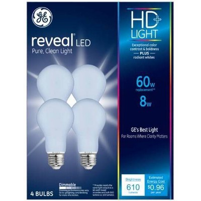 General Electric 4pk 60W Reveal Aline LED Light Bulb White