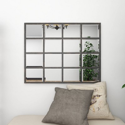 Black Window Pane Industrial Full-Length Wall Mirror 48"