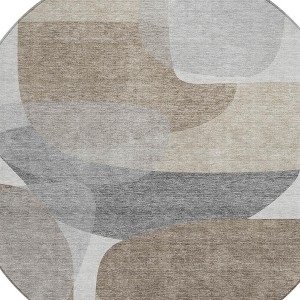 HomeRoots 8' Taupe And Gray Round Abstract Washable Indoor Outdoor Area Rug - 1 of 4