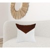 HomeRoots 20" X 20" Brown and Ivory Geometric Faux Leather Zippered Pillow - 2 of 4