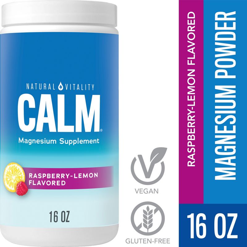 Natural Vitality Calm, Magnesium Citrate Supplement Powder, Anti-Stress Drink Mix, Raspberry Lemon, 16 Ounces, 1 of 3