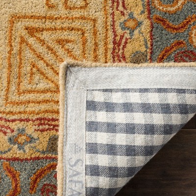 Heritage Beige and Multicolor Hand-Tufted Wool Square Rug
