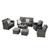 7-Piece Outdoor 9-Seater Cnversation Sofa Set with 2 Ottoman and Coffee Table - 3 of 4