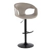 LumiSource Set of 2 Curva Adjustable Barstools Black Metal/Light Gray PU - 2 of 4