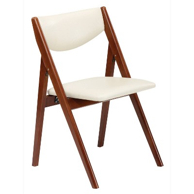 Set of 2 Comfort Folding Chair Cherry - Stakmore: Solid Hardwood & Steel, Vinyl Upholstered, No Assembly Required