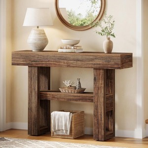 Tribesigns 41.34-Inch Farmhouse Console Table, 2-Tier Narrow Sofa Table Behind The Couch - 1 of 4