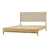 Mid-Century Modern King Platform Bed with Headboard – Solid Rubber Wood Frame in Walnut & Light Grey-- Frevyn - 4 of 4