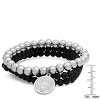 Steeltime Men's set of 3 black lava and stainless steel beaded religious bracelet - 3 of 4