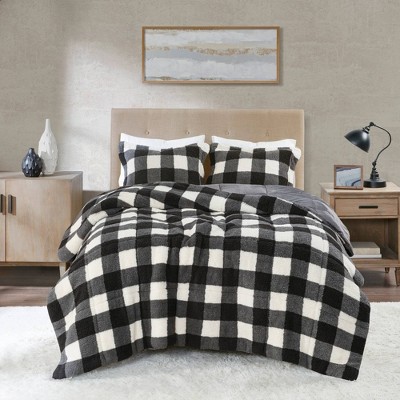 King Ivory and Black Buffalo Check Down Alternative Comforter Set