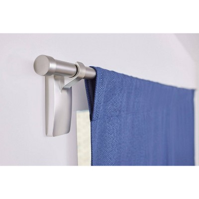Satin Nickel Plastic Wall Curtain Rod Hooks, 2 Pack