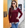 Clearlove Women's Casual Contrast Collar Shirt Long Sleeve Slim Fit Tunics Top - 2 of 4