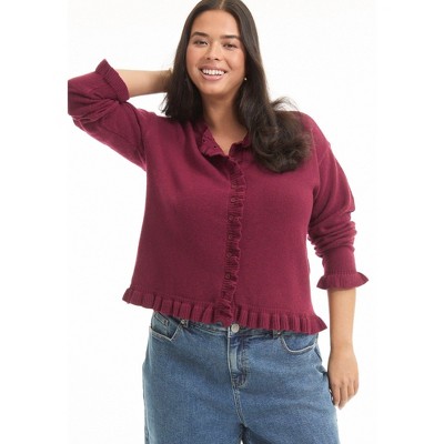 June + Vie by Roaman's Women's Plus Size Drop-Shoulder Sleeve Cardigan
