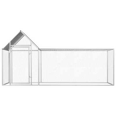 vidaXL Chicken Cage Walk-in Chicken Coop Pen Poultry Cage Galvanized Steel - 118.1" x 39.4" x 59.1"