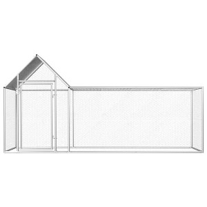 vidaXL Chicken Cage Walk-in Chicken Coop Pen Poultry Cage Galvanized Steel - 118.1" x 39.4" x 59.1" - 1 of 4