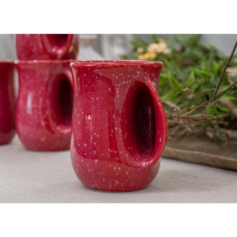 Elanze Designs Reactive Glaze 14 ounce Ceramic Handwarmer Mugs Set of 2, Maraschino Red, 5 of 6