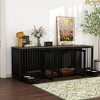 Famapy Large Black Dog Cage Dog Crate: Double Room Design,Metal Frame,Elevated Base & External Feeding Drawer - 3 of 4