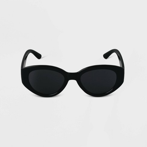 Women's Plastic Oval Sunglasses - A New Day™ Black