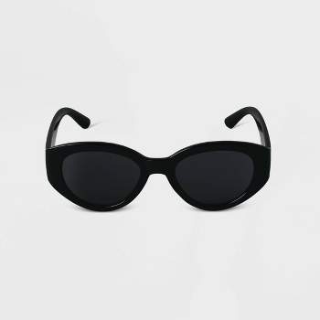 Women's Plastic Oval Sunglasses - A New Day™ Black