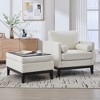KWPZQEB Accent Chair w/ Storage Ottoman, Modern Boucle Armchair w/ Wood Legs, Reading Chair, Multi-Functional Footrest w/ Coffee Table for Living Room - 2 of 4