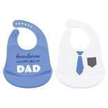 Hudson Baby Infant Boy Silicone Bibs 2pk, Handsome Just Like Dad, One Size