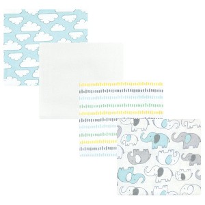 Hudson Baby Cotton Flannel Receiving Blankets, New Elephant, One Size - 1 of 4