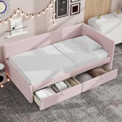 NicBex Twin Size Upholstered Daybed with 2 Drawers for Bedroom,Living Room,Apartment,No Box Spring Needed