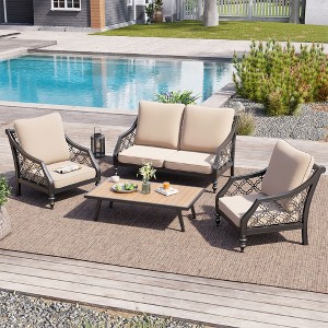 Crestlive Products Outdoor Deep Seat & Back Cushion Set 24 x 25 inch Patio Furniture Cushions with Removable Cover for Chair Sofa Couch - 1 of 4