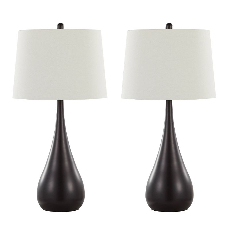 LumiSource (Set of 2) Pebble 29&#34; Contemporary Metal Table Lamps Oil Rubbed Bronze with White Linen Shade from Grandview Gallery, 1 of 7