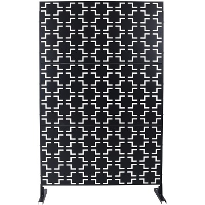 Grungis 76" H×48" W Freestanding Privacy Fence with Square Shape,Metal Outdoor Privacy Screen for Balcony,Patio,Garden