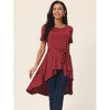 Seta T Women's Round Neck Tie Waist Asymmetrical Irregular Hem Short Sleeve Tops - 2 of 4