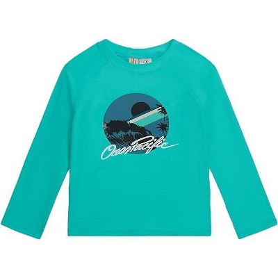 Ocean Pacific Big Boy's Rash Guard And Trunks Swimsuit Set, L/S Mint, 10/12 — фото 2