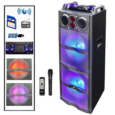 Pyle Pphp844b 400 Watts Portable Indoor Outdoor Bluetooth Speaker System  With Rechargeable Battery And Flashing Party Lights : Target